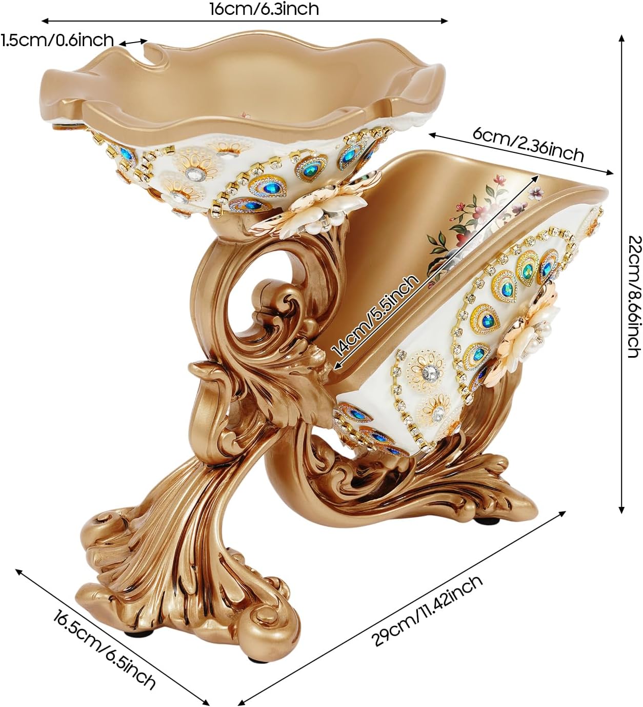 Tabletop Wine Rack Golden Luxury Cameo Flower Diamond Wine Glass Display Holder, Holds 1 Wine Bottle and 3 Wine Glasses Wine Decor for Kitchen Bar Gifts