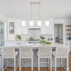 Modern Island Lights for Kitchen, Brushed Nickel Dining Room Light Fixtures, 4-Light Linear Chandeliers Over Table White Frosted Glass Kitchen Hanging Lights Pendant Lighting Over Island