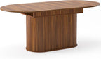 55"-71" Extendable Dining Table Set for 6, Oval Dining Room Table Set for 6, Modern Wood Kitchen Table Upholstered Chairs Set of 6, Ideal for Dining Room,Office, Space-Saving