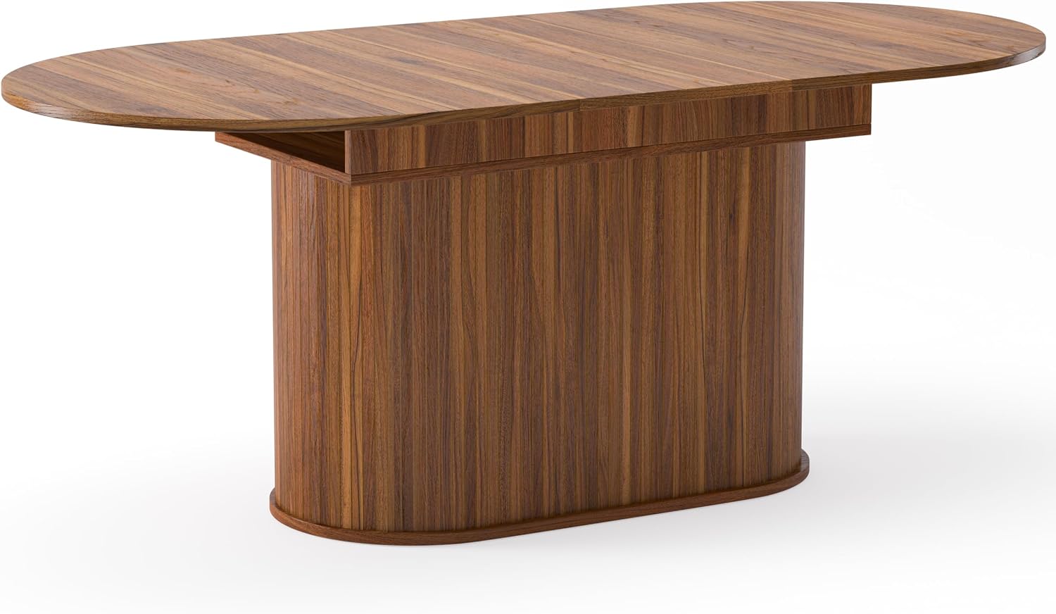 55"-71" Extendable Dining Table Set for 6, Oval Dining Room Table Set for 6, Modern Wood Kitchen Table Upholstered Chairs Set of 6, Ideal for Dining Room,Office, Space-Saving