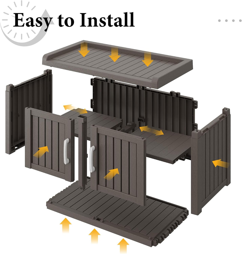 Outdoor Shoe Bench, Waterproof UV-Resistant Indoor Resin Shoe Cabinet, Entryway Shoe Storage with 2 Doors, Living Room, Bedroom, Gray (Two-Door)