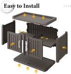 Outdoor Shoe Bench, Waterproof UV-Resistant Indoor Resin Shoe Cabinet, Entryway Shoe Storage with 2 Doors, Living Room, Bedroom, Gray (Two-Door)