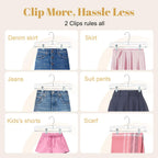 HOUSE DAY 200 Pack Pants Hangers with Adjustable Clips and 360° Swivel Hook, Non-Slip Clear Plastic Skirt Hangers for Pants, Jeans, Skirts, Trousers, Bulk Hangers for Closet Organization