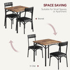 3-Piece Dining Table Set for 2, Kitchen Table Set with 2 Upholstered Chairs, Square Dining Table Set for Apartment, Studio, Small Space, Brown