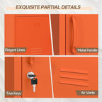 Lockable Metal Nightstand with Door, Industrial Storage Locker End Table, Small Bedside Table for Bedroom Living Room Dorm, Orange