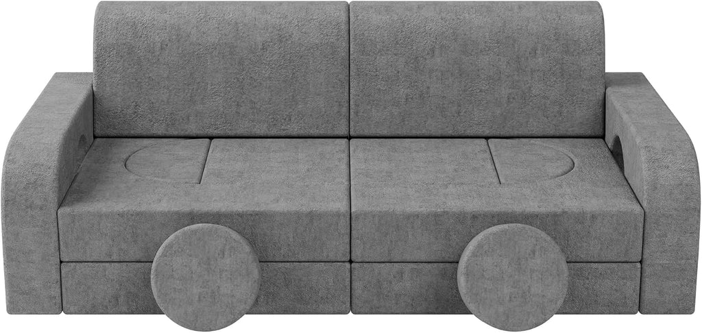 Betterhood 14pcs Modular Kids Play Couch, 1000+DIY Versatile Kids Couch Building Fort, Child Sectional Sofa for Playroom Bedroom, Convertible Foam Sofa for Boys & Girls (Grey)