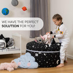 SMART WALLABY Stuffed Animal Storage Bean Bag Chair | 2 Sizes in 1 | 100% Cotton Washable Kids’ Plush Toys Organizer | XL to XXL Expandable Premium Soft Toys Pouf Starry Night