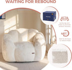 MAXYOYO Bean Bag Chair for Adults, Floral Shaped Bean Bag Sofa, Ultra Soft Faux Fur Floor Sofa, Large Reading Chair for Living Room Bedroom, Beige, Single