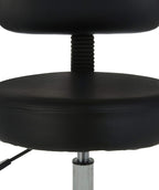 Amazon Basics Multi-Purpose Drafting Spa Bar Stool with Back Support, Upholstered, and Wheels, Black, 22.72"D x 22.72"W x 37.8"H