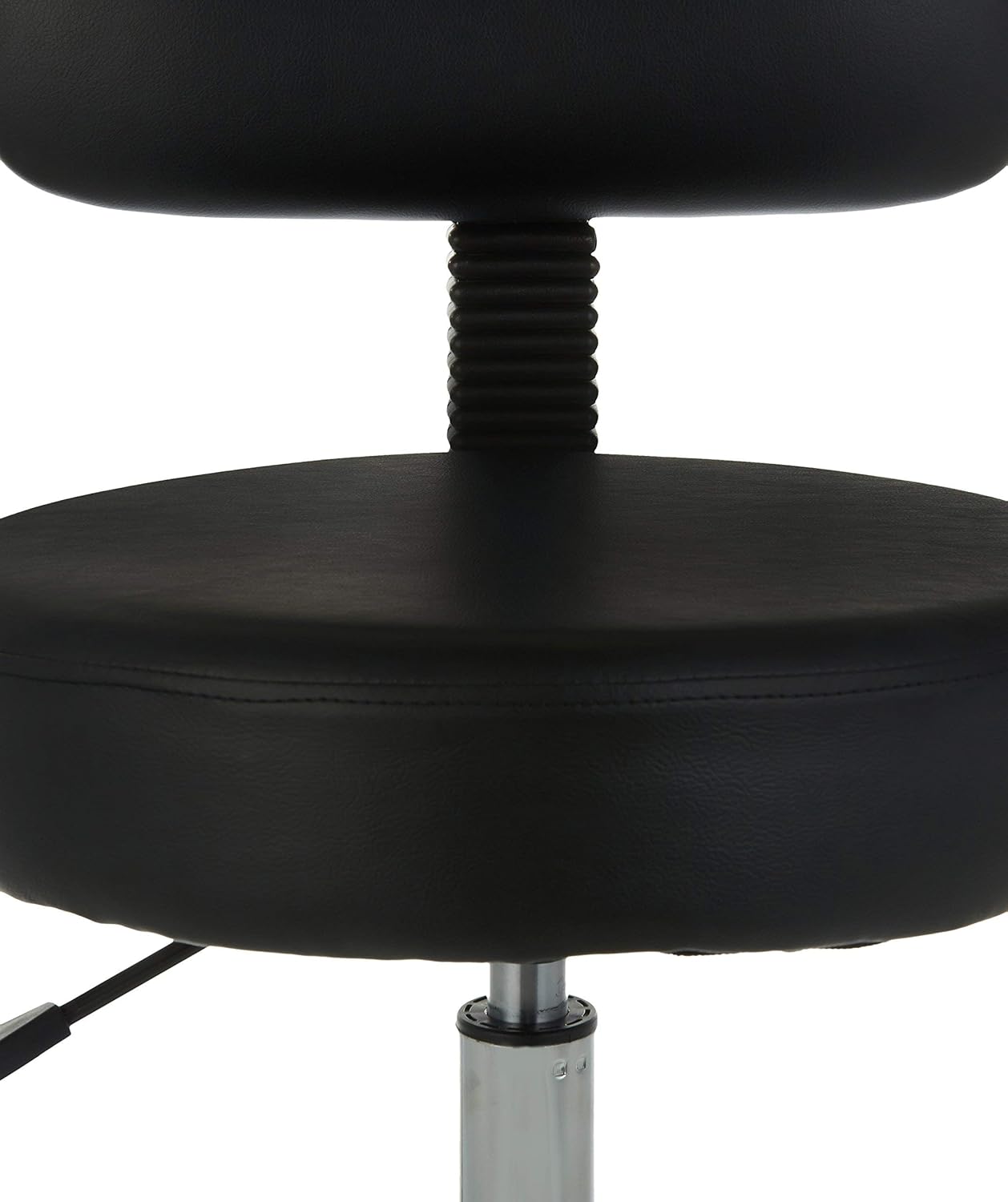 Amazon Basics Multi-Purpose Drafting Spa Bar Stool with Back Support, Upholstered, and Wheels, Black, 22.72"D x 22.72"W x 37.8"H