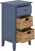 SAFAVIEH Furniture - Everly 1-Drawer Side Table - Blue - Solid Wood - Coastal Basket Storage Design - Ideal for Living Room, Entryway, Home Office, 15"W x 12"D x 27.5"H - Fully Assembled (AMH5743H)