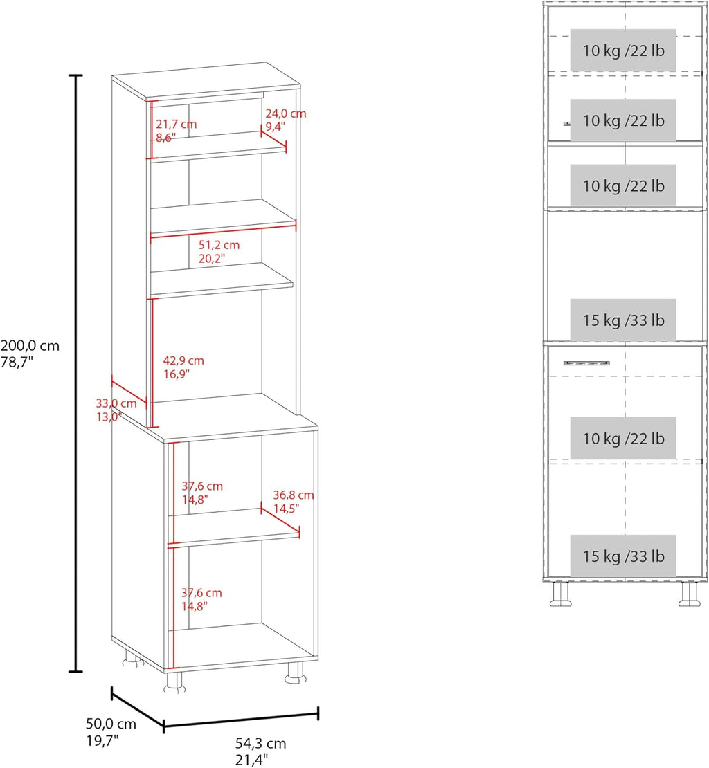 21.4" D*19.7W*78.7" H Corner Freestanding Kitchen Pantry with Dawer, 3 Shelves, Single Door, Rectangular Storage Cabinet, Modern Minimalist, for Living Room, Dining Room, White