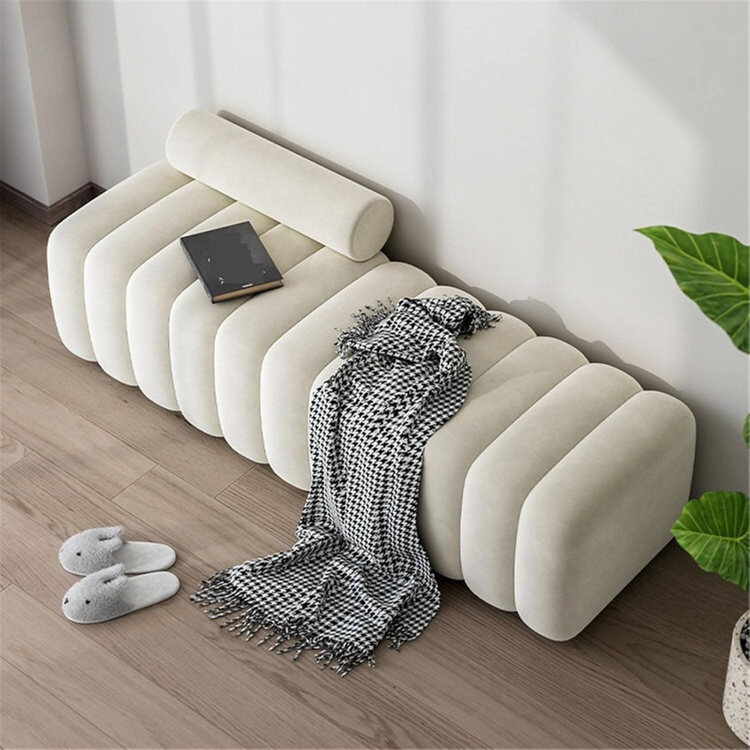 Modern Long Bench with Backrest for Changing Shoes Bedroom Bed end Walk-in Closet Rest Area Entryway(XXX-Large)