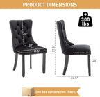 Mid Century Modern Dining Chair Set of 4 Velvet Upholstered Dining Room Chair Farmhouse Dining Accent Chairs with High Back and Nailhead Trim for Kitchen, Living Room, Bedroom (Black)
