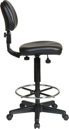 Office Star DC Series Adjustable Drafting Chair with Foot Ring and Sculptured Foam Seat, Black Vinyl
