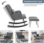 Bonrcea Nursery Rocking Chair, Glider Chair,Rocking Accent Chair with Lumbar Pillow and Ottoman for Nursery/Living Room/Bedroom
