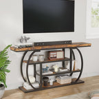 63" Narrow Console Table with Storage, 4-Tier Sofa Table Behind Couch, Industrial Entryway Accent Table with Metal Frame for Living Room, Hallway, Foyer