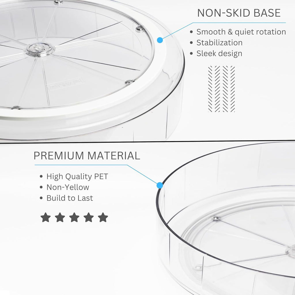 NOSTALGIQ Set Lazy Susan - Lazy Susan Organizer 2-Pack - Rotating Cabinet & Spice Rack, Clear