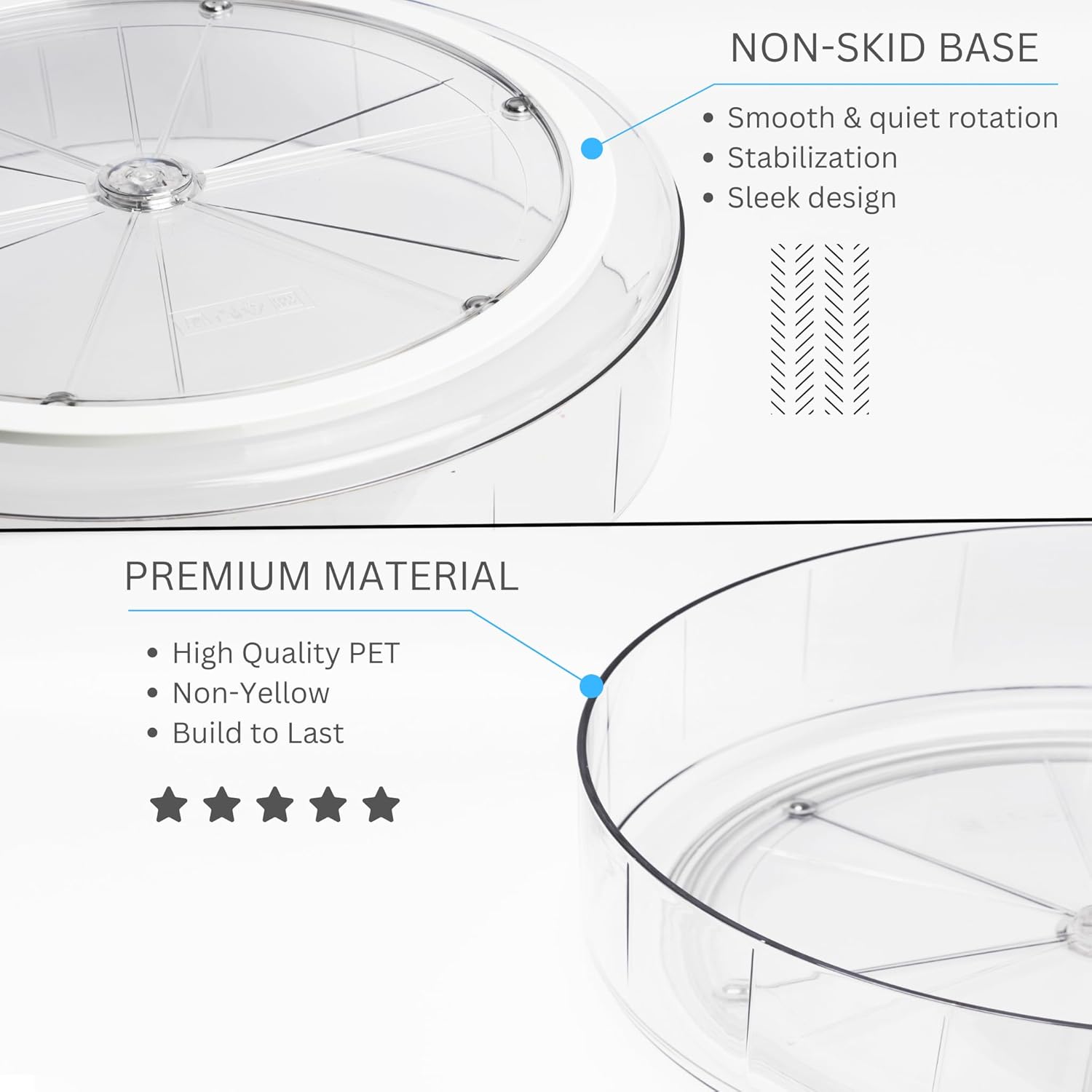 NOSTALGIQ Set Lazy Susan - Lazy Susan Organizer 2-Pack - Rotating Cabinet & Spice Rack, Clear