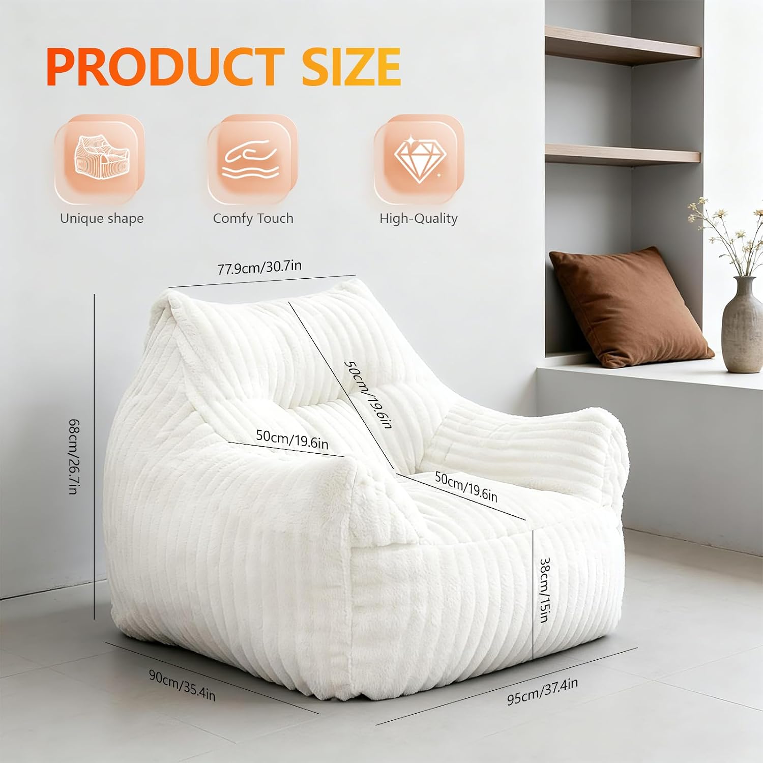 Bean Bag Chair for Adults, Comfy Chair for Bedroom, Floor Chairs for Living Room, Lounge Chair Indoorg, Floor Couch with Meditation