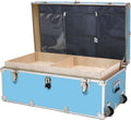 Large Essential Trunk With Wheels, Tray, & Lid Organizer - 32"x18"x14", 1000+ lbs Capacity. Strong, USA Made Summer Camp Footlocker, and Secure College Dorm Storage Chest