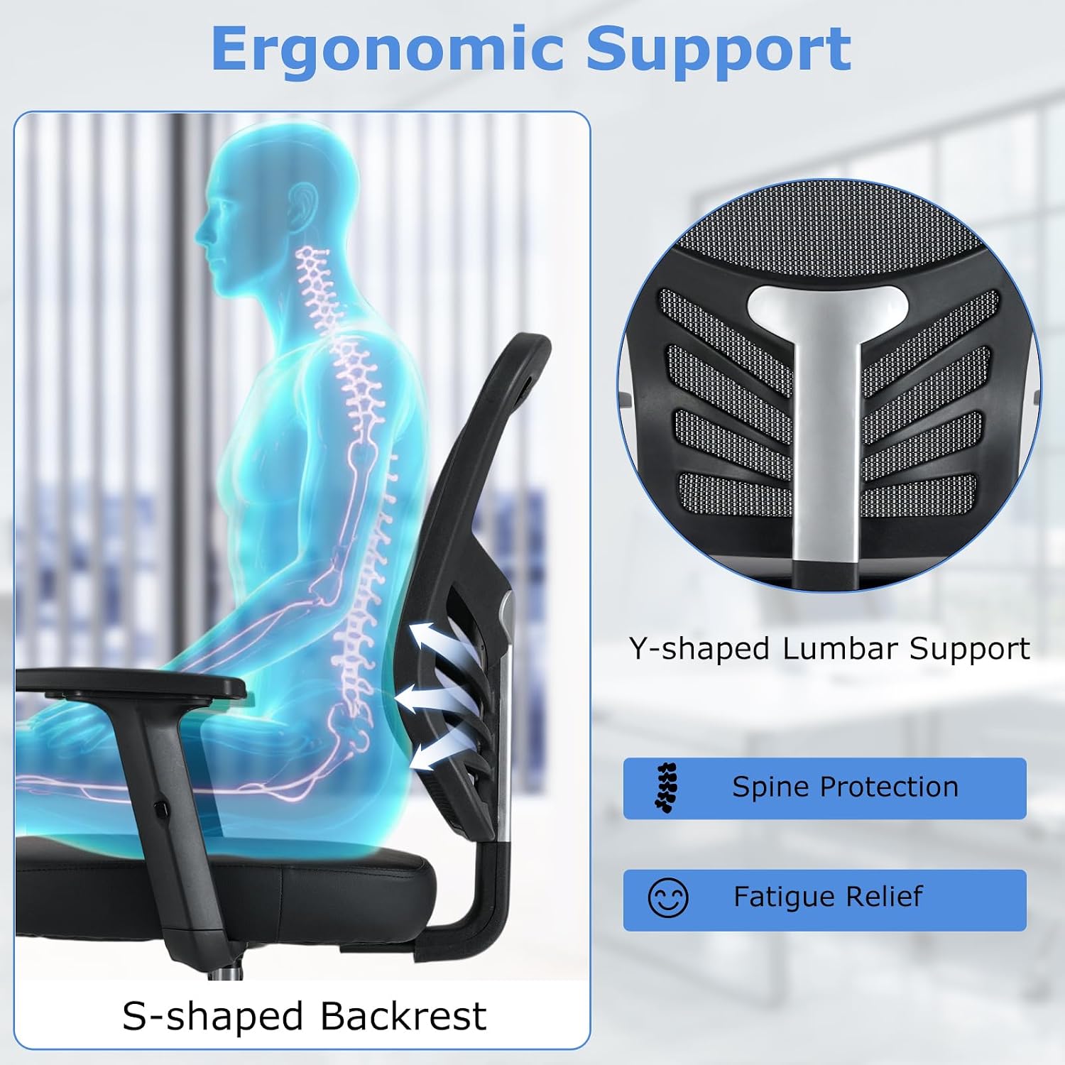 COSTWAY Tall Office Chair, Ergonomic Mesh Back Counter Height Standing Desk Chair w/Adjustable Footrest & Armrests, Rolling Height Adjustable Computer Drafting Chair for Home Office, Black