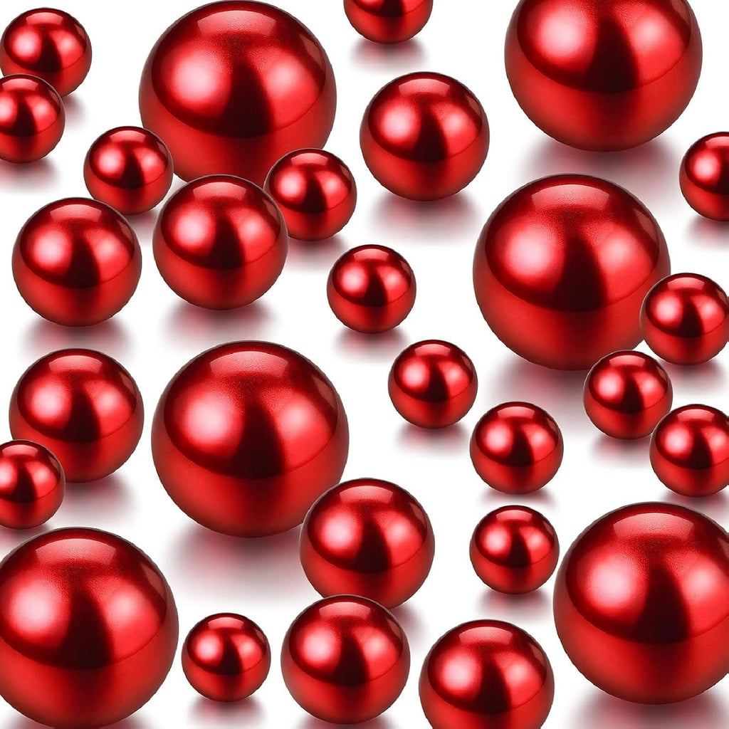 Hicarer 120 Pcs Valentines Day Vase Filler Red Water Beads 3 Sizes Floating Beads for Vases Candle Holder Holiday Romantic Table Centerpieces Bedroom Decorations, 14/20/30 mm (Red)