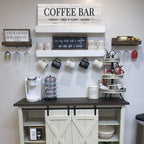WOWGOOMO Classic Coffee Bar Signs Grey Canvas Wall Art - Rustic Cafe Bar Accessories Set for Home Bar, Kitchen, Pub, Store - 6"x17"