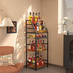 Trapezoid Liquor Wine Rack - Stepped Freestanding Design for Home - Fits Living RoomCorners (Whiskey & Wine Storage)