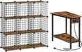 HOOBRO Wedge End Table and Wire Cube Storage Organizer, Recliner Wedge Side Table, 9-Cube Shelves, Modular Shelves with Metal Grid, DIY Closet Cabinet BF64UBZ01G1-BF09CW01