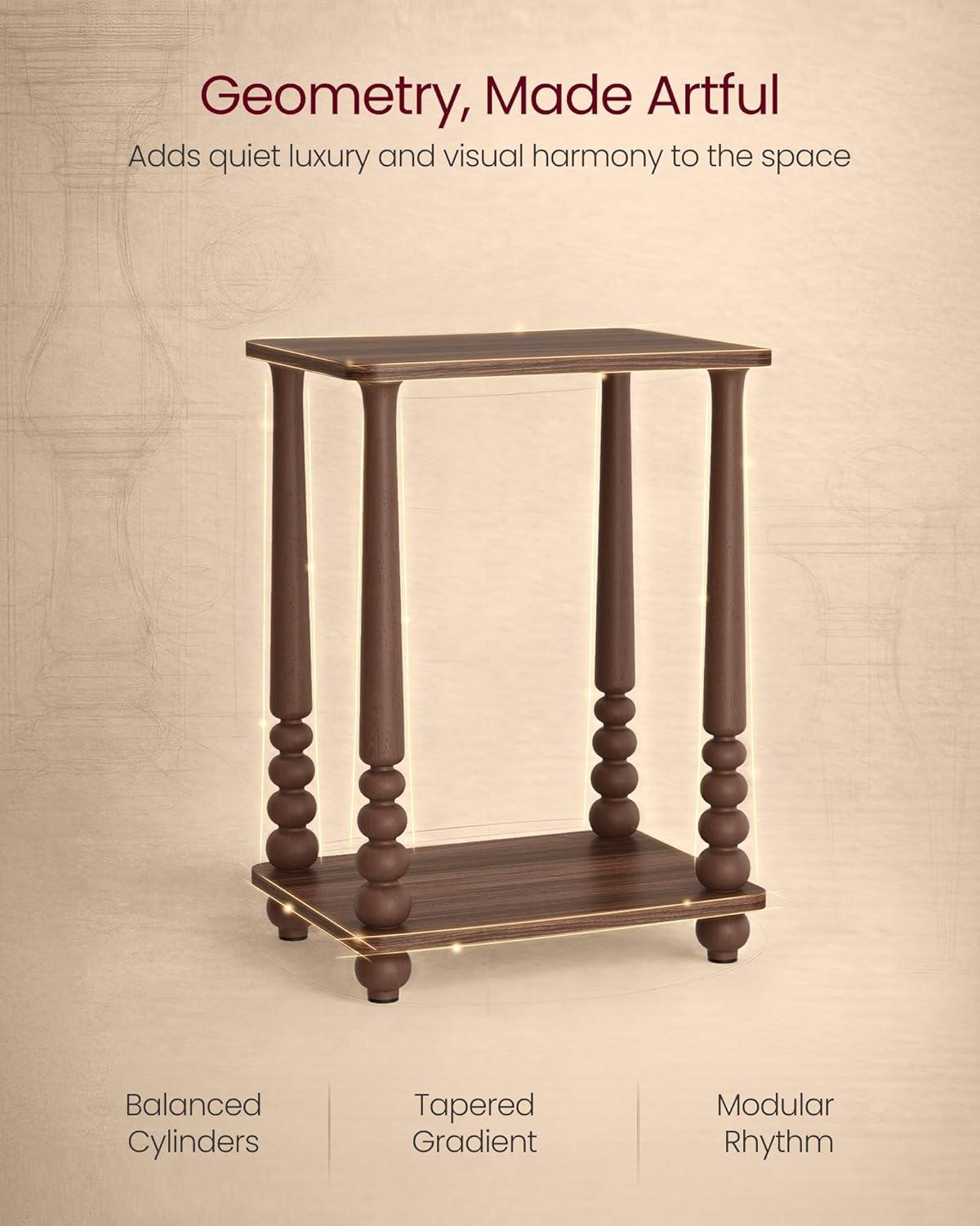VASAGLE Mariel Collection - Side Table, Accent Nightstand for Small Spaces, Rectangular End Table with Shelf, Solid Wood Legs, Mid-Century Modern, Living Room Bedroom, Chestnut Walnut ULET294KX01S