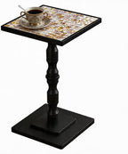 AMBIRD Mosaic Shell Accent Side Table – Handcrafted Small End Table for Tight Corners, Beside Chairs & Plant Display | No-Tool Assembly, Modern Vintage Decor for Bedroom, Living Room (11.8")