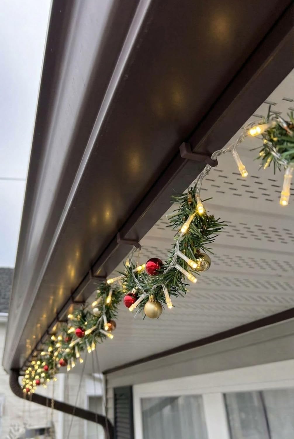 Made in USA Weather-Resistant Christmas Light Hangers | Secure Snap-On Locking Tab, Tool-Free Installation (Brown)