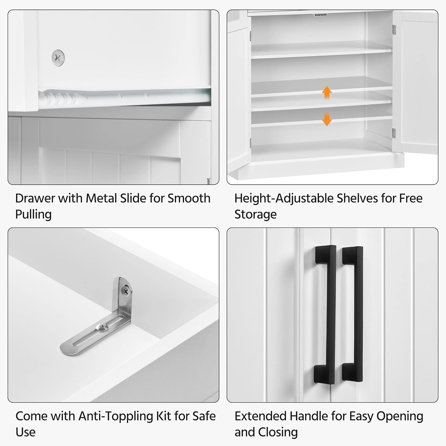 Topeakmart 72.5" Kitchen Pantry with Large Drawer, Wooden Pantry Cabinet Cupboard with Doors and Adjustable Shelves, Storage Cabinet Organizer for Kitchen, Dining Room, Living Room, White
