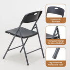 HealSmart Heavy Duty Folding Chairs, 330lbs Capacity Commercial Grade Plastic Chair, 1.7" Ultra-Slim Portable Foldable Chairs for Events & Office, Black, 2 Pack