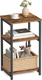 VASAGLE BARNET Collection - Side Table, Small End Table for Living Room, Modern Tall Nightstand, Bedroom, Office, Bathroom, Steel Frame, Rustic Brown and Ink Black ULET273B01
