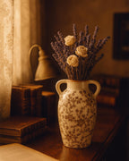 Vintage Ceramic Vase with Handles, 9.45 Inch Crackle Glaze Floral Pattern Vase, Rustic Farmhouse Decorative Flower Vase for Table Centerpieces, Boho & Chinoiserie Home Decor