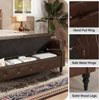 FiveWillowise 65" End of Bed Storage Bedroom Bench with Storage,Faux Leather Storage Ottoman Bench with Rolled Arms and Nailhead Trim for King Size End of Bed,Entryway,Living Room,Chocolate