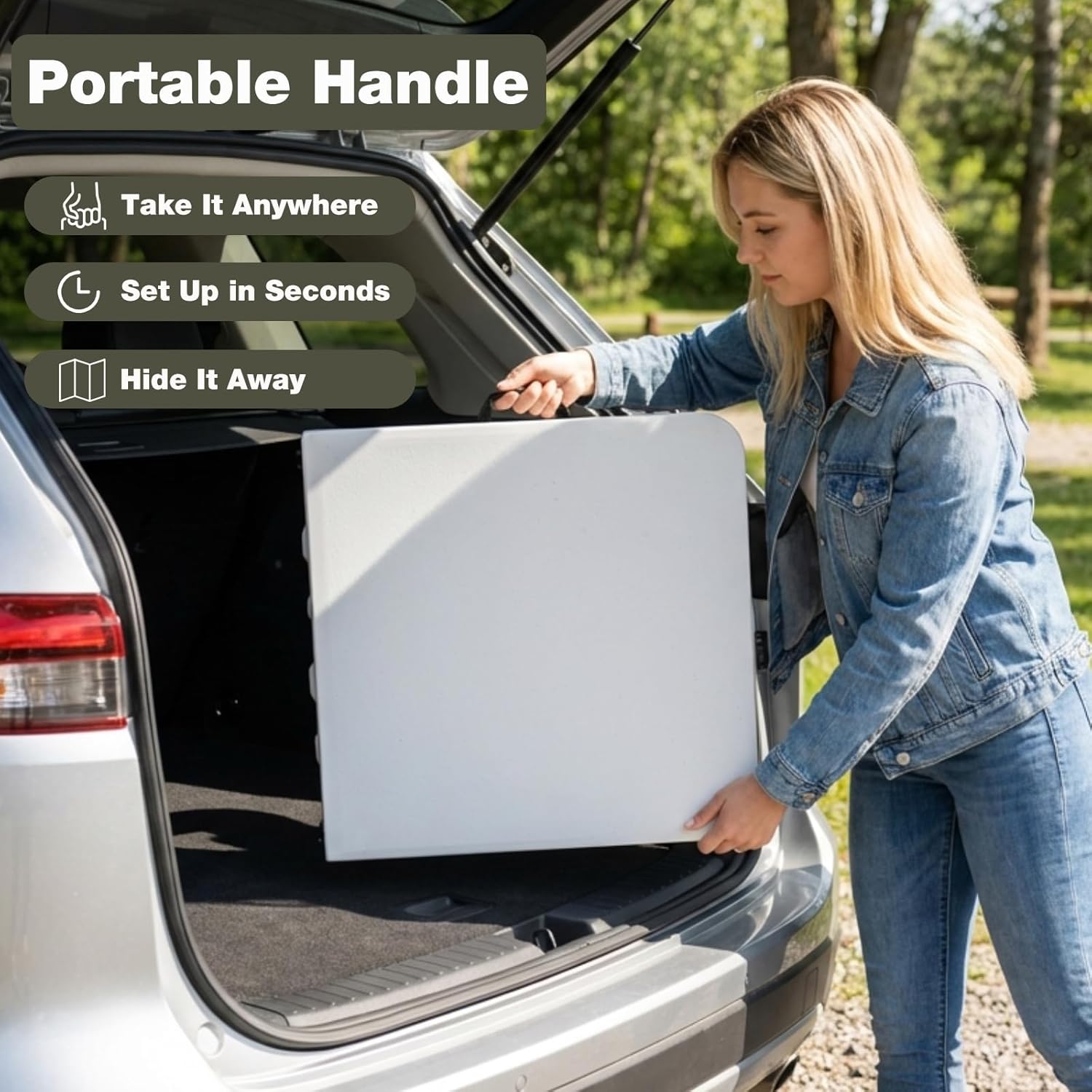 4ft Folding Table with Adjustable Height, 3-Level Foldable Table with HDPE Top & Steel Legs, Portable 4 Foot Folding Table for Picnic, Party, Craft, Indoor Outdoor Use, White