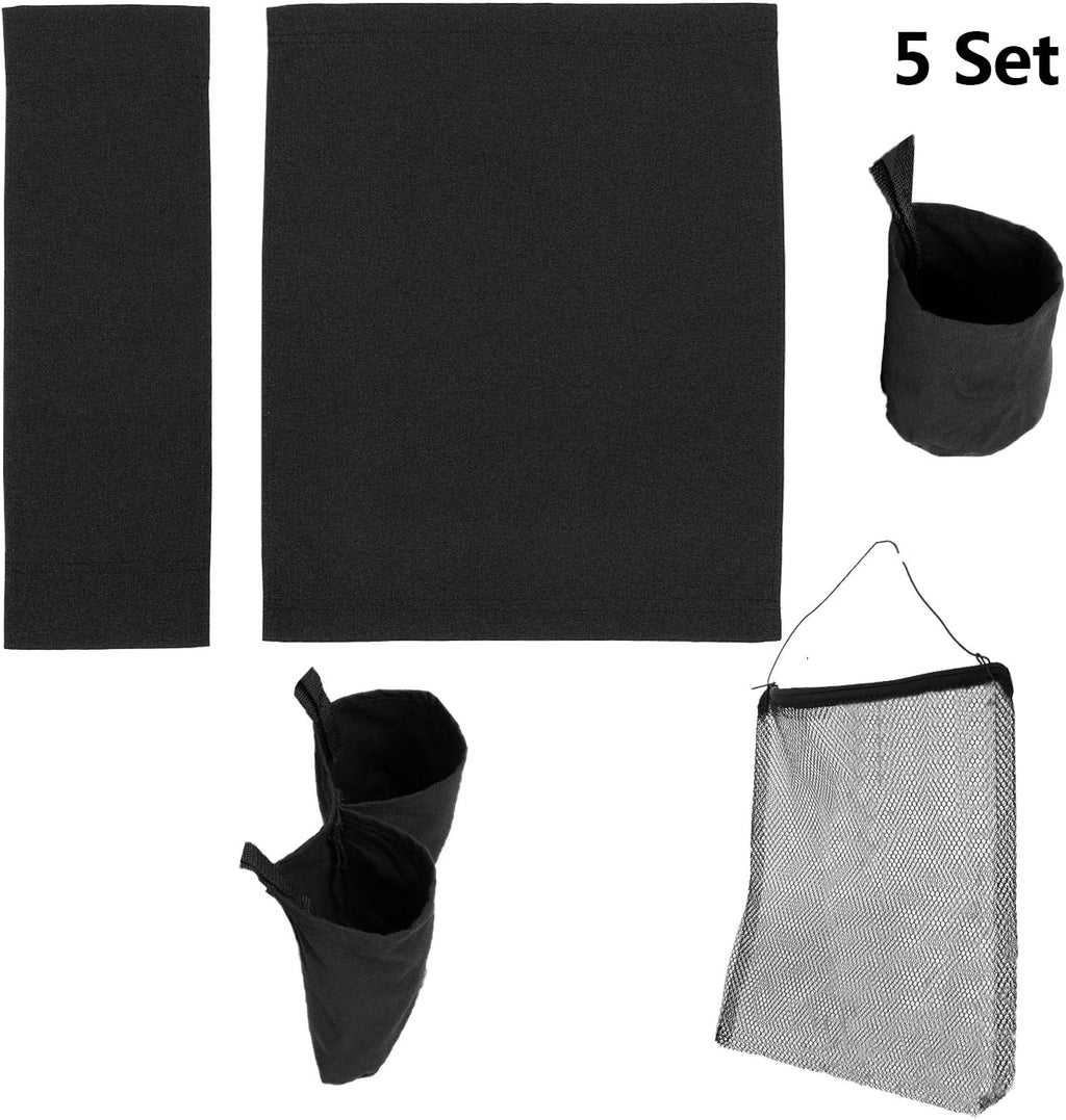 STAY GENT 5 in 1 Accessories Set for Makeup Artist Chair, (not Including Chair) Black Replacement Cover Canvas, 2 Portable Side Storage Bags and Hanging Mesh Bag, Black