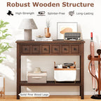 Giantex 2-Tier Narrow Console Table, 38" Retro Entryway Table with 2 Drawers and Open Storage Shelf, Wood Accent Sofa Tables for Living Room, Foyer, Hallway, Bedroom, Entrance