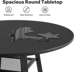 47 Inch Round Dining Table for 4-6 People,Modern Circle Dining Room Table Kitchen Table with Metal Legs for Dining Room,Kitchen,Black (Table Only)