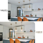 EDSILIVE Vintage Glass Pendant Lights Kitchen Island 10" Bowl Clear Glid Glass Hanging Ceiling Light Fixture with Brass Gold Finish for Dining Room Kitchen Table