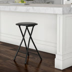 Lavish Home Backless Folding Stool with 225lb Capacity for Kitchen or Rec Room - Portable Indoor Counter Bar Stools (24-Inch, Black)