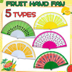 Hand Fan Plastic with Fruit Design Beautiful Fabric Printing Summer Women Feld Fold Fans (5 Fruit)