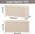 Extra Large Toy Box 167L, Sturdy Toy Storage Chest Organizer Bin Baskets with 2 Removable Divider for Boys, Girls, Kids, Nursery, Bedroom, Playroom, 35.5"x17" x17" (Linen Beige)