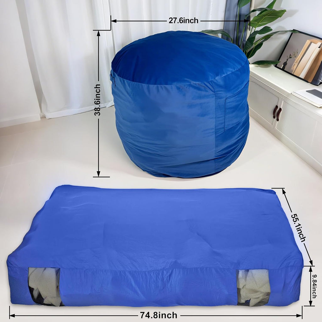 Bean Bag Chair and Sensory Crash Pad, Convertible Beanbag Folds from Lazy Chair to Floor Sensory Crash Pad, Giant Lazy Sofa Chairs with Memory Foam Filling, Machine Washable