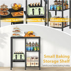 OGEMXU Kitchen Microwave Stand,4-Tier Adjustable Bakers Rack, Microwave Cart with Storage, Small Coffee Bar Table Appliance Shelf for Living Room,Office (Coal-Black)