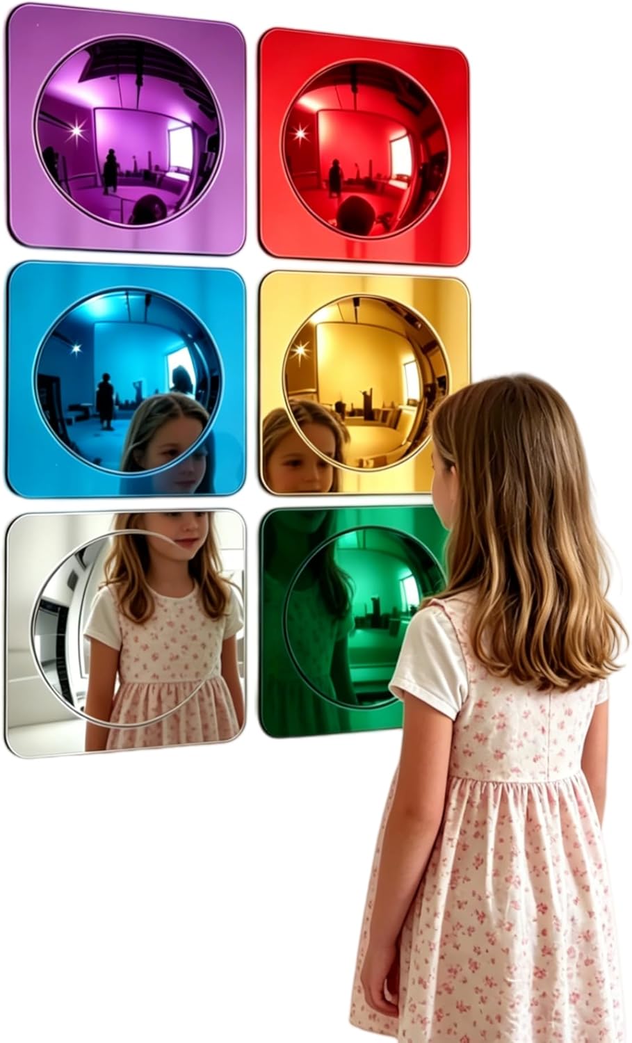 6-piece sensory wall bubble mirrors, acrylic colorful interactive mirrors,suitable for children's classrooms and sensory rooms, visual and tactile stimulation wall decorations (10 x 10 inches)