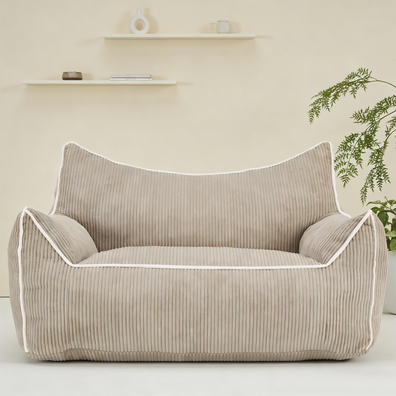 MOJAY Giant Bean Bag Chair, Oversized Plush Fluffy Lounge Chair with Filling, Comfy Stuffed Sofa with Backrest for Adults and Teens, Cozy for Gaming, Reading and Relaxing in Bedroom or Living Room